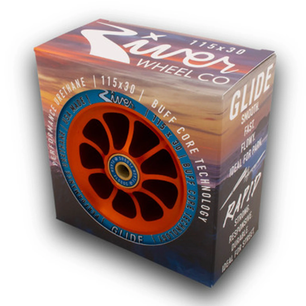 River Wheel Co – “Fireset” Glide 115 X 30 (Blue On Orange) 5 River Wheel Co – “Fireset” Glide 115 X 30 (Blue On Orange) - Image 3