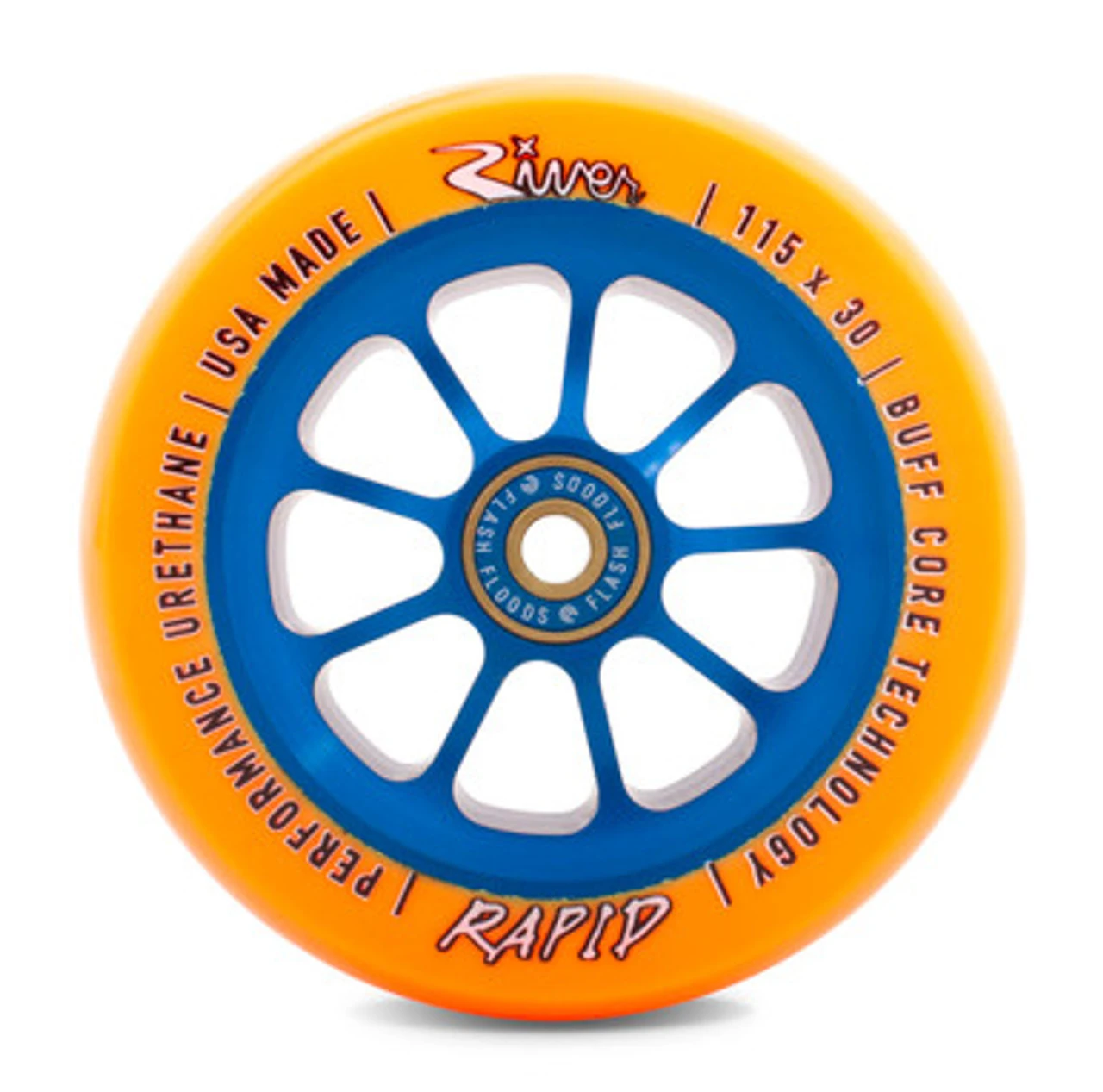 River Wheel Co – “Sunfire” Rapid 115 X 30 (Orange On Blue) 3 River Wheel Co – “Sunfire” Rapid 115 X 30 (Orange On Blue)