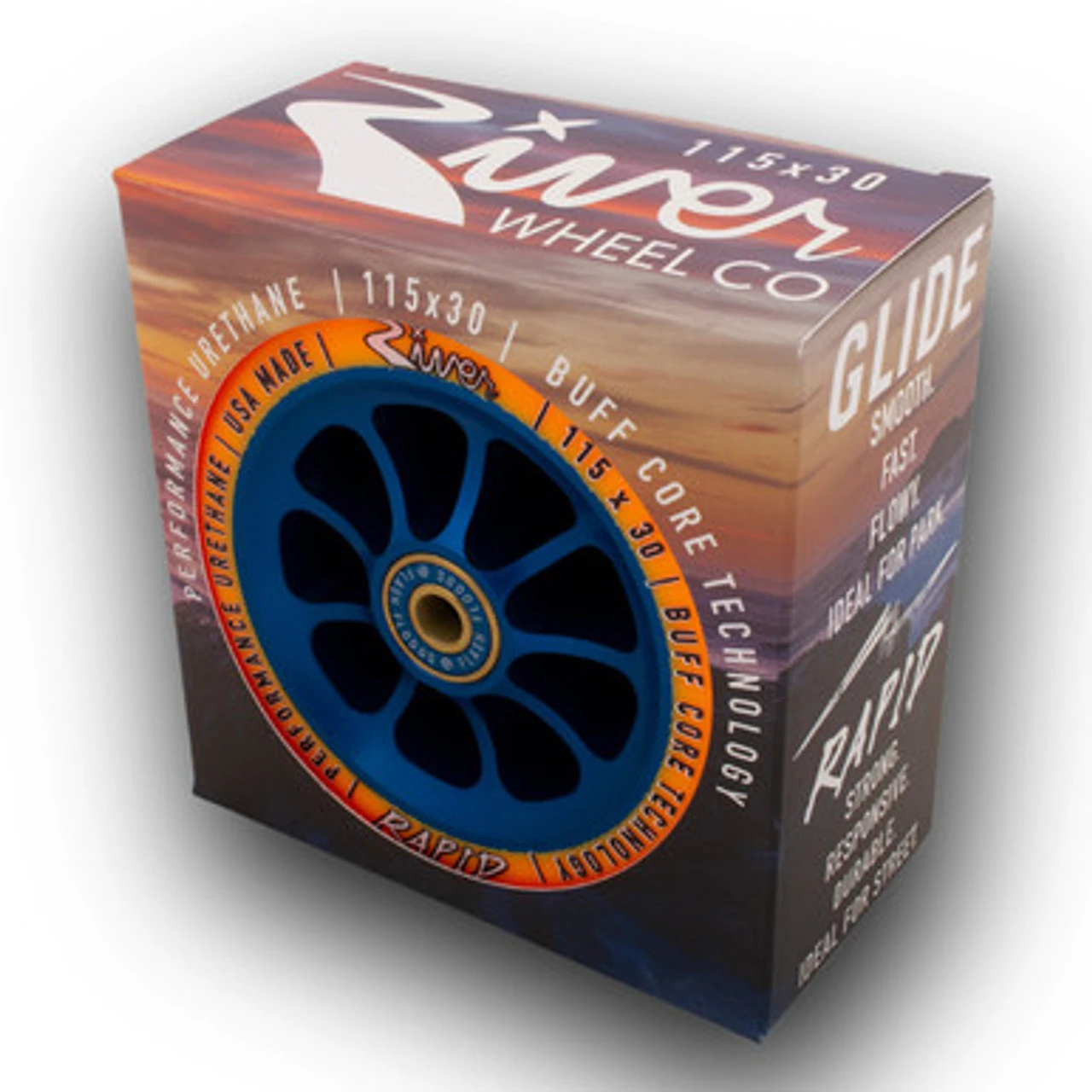 River Wheel Co – “Sunfire” Rapid 115 X 30 (Orange On Blue) 6 River Wheel Co – “Sunfire” Rapid 115 X 30 (Orange On Blue) - Image 4