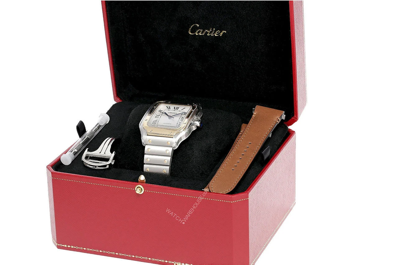 CARTIER Santos De Silvered Opaline Dial 39.8MM Gold Bezel Men's Watch W2SA0009 7 CARTIER Santos De Silvered Opaline Dial 39.8MM Gold Bezel Men's Watch W2SA0009 - Image 5