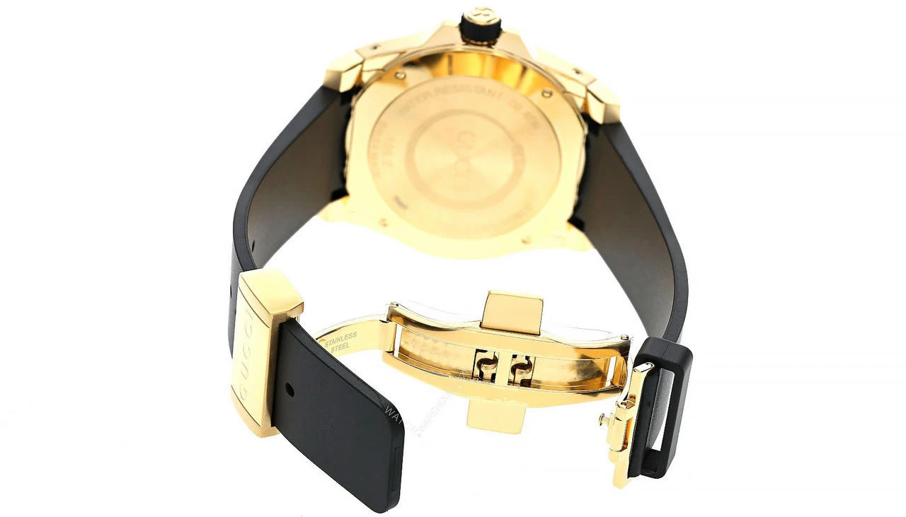 GUCCI Dive 45MM QTZ Gold Snake Dial Black Rubber Men's Watch YA136219 6 GUCCI Dive 45MM QTZ Gold Snake Dial Black Rubber Men's Watch YA136219 - Image 4
