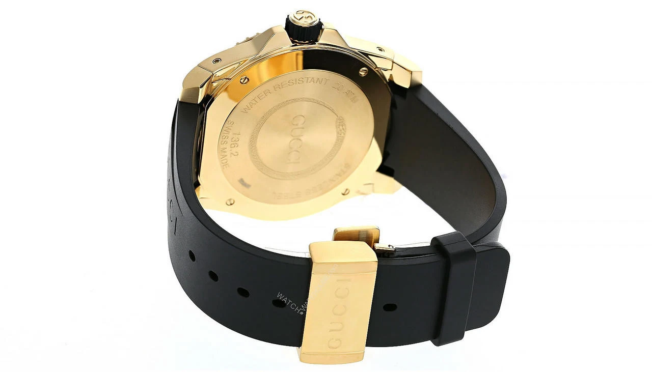 GUCCI Dive 45MM QTZ Gold Snake Dial Black Rubber Men's Watch YA136219 5 GUCCI Dive 45MM QTZ Gold Snake Dial Black Rubber Men's Watch YA136219 - Image 3