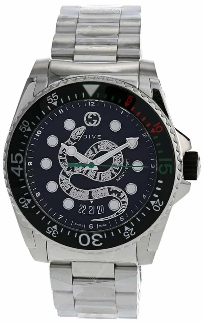 GUCCI Dive 45MM Quartz Stainless Steel Black Dial Men's Watch YA136218 3 GUCCI Dive 45MM Quartz Stainless Steel Black Dial Men's Watch YA136218