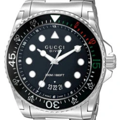 GUCCI Dive 45MM SS BLK Matte Dial Rotating Bezel Men's Watch YA136208A
