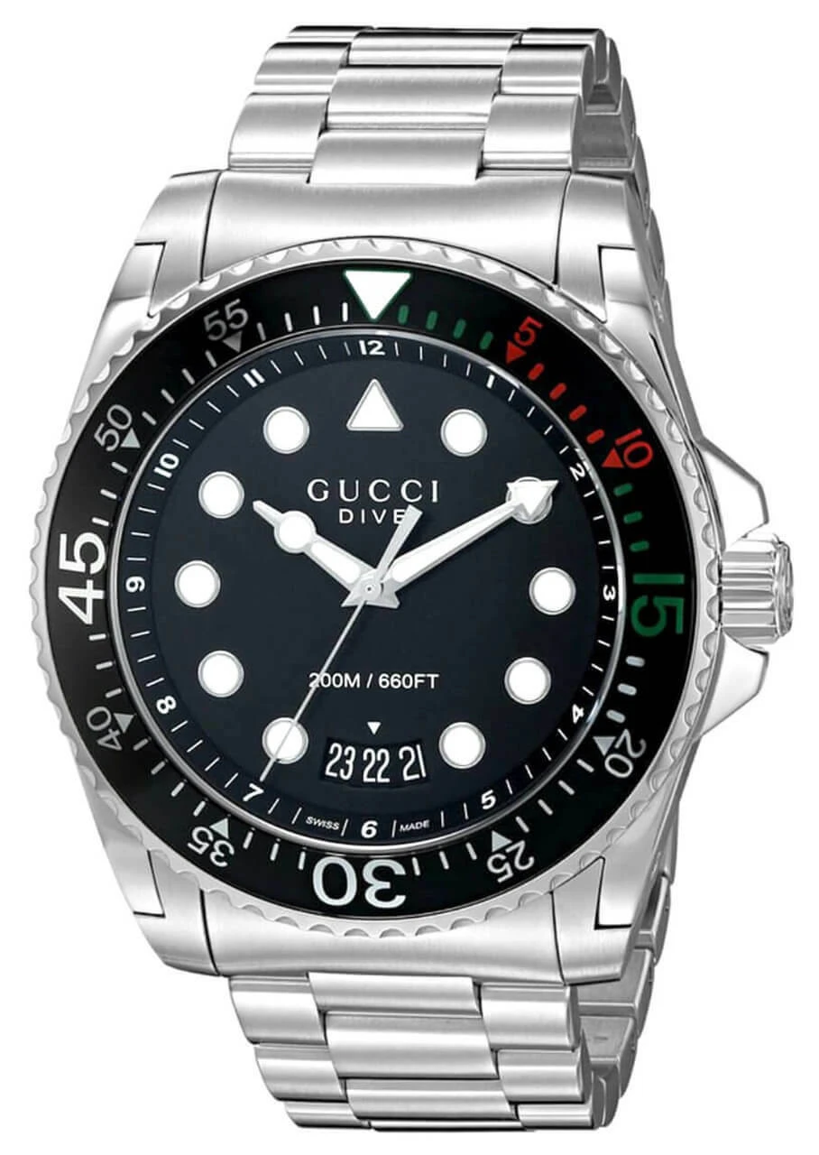 GUCCI Dive 45MM SS BLK Matte Dial Rotating Bezel Men's Watch YA136208A 3 GUCCI Dive 45MM SS BLK Matte Dial Rotating Bezel Men's Watch YA136208A