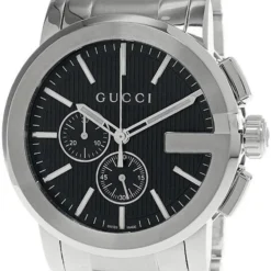 GUCCI-G 44MM CHRONO Stainless Steel Black Dial Men's Watch YA101204