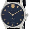 GUCCI G-Timeless 40MM Automatic Blue Dial Leather Men's Watch YA126347 2 GUCCI G-Timeless 40MM Automatic Blue Dial Leather Men's Watch YA126347 -Lucky shop gucci watches gucci g timeless 40mm automatic blue dial leather mens watch ya126347 55024.1667491084