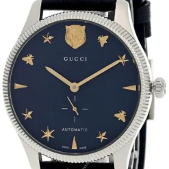 GUCCI G-Timeless 40MM Automatic Blue Dial Leather Men's Watch YA126347