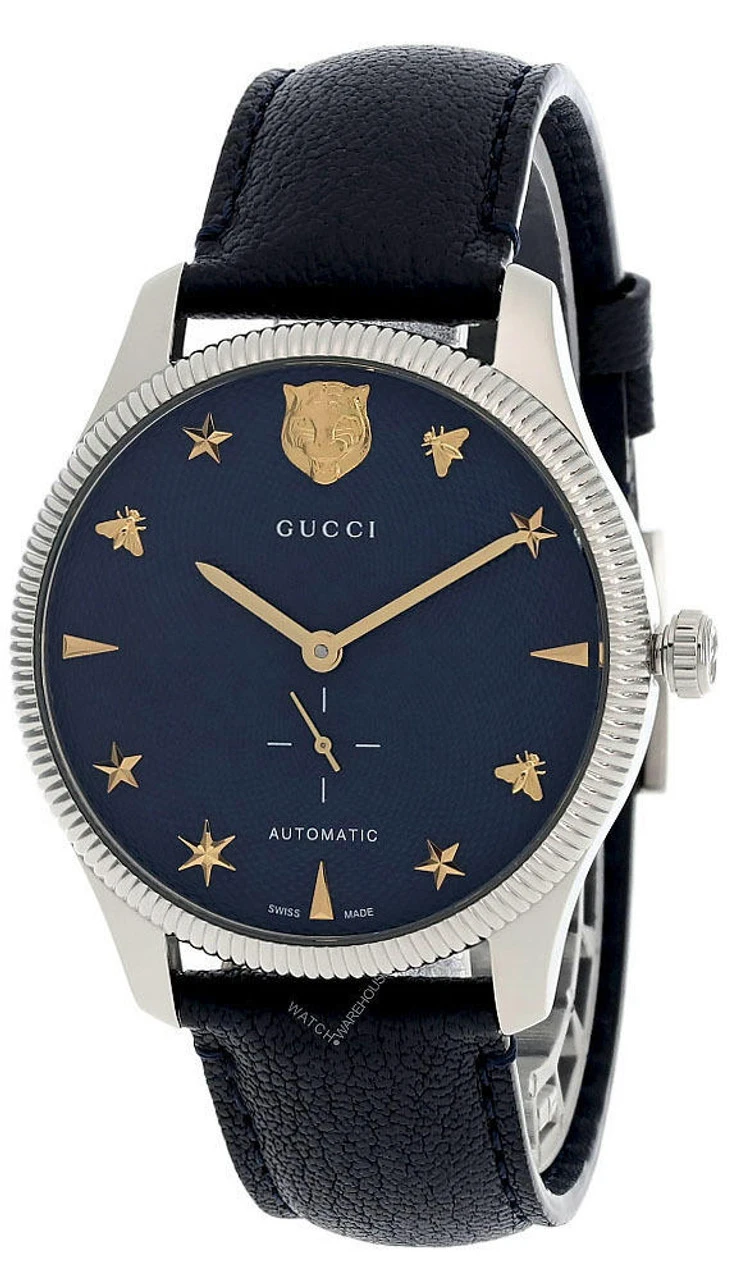 GUCCI G-Timeless 40MM Automatic Blue Dial Leather Men's Watch YA126347 3 GUCCI G-Timeless 40MM Automatic Blue Dial Leather Men's Watch YA126347