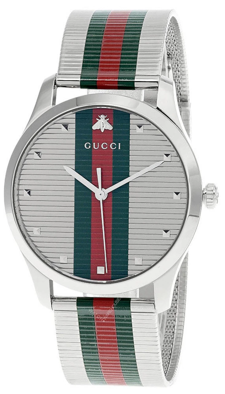 GUCCI G-Timeless 42MM QTZ SS MultiColour SLVR Dial Men's Watch YA126284 3 GUCCI G-Timeless 42MM QTZ SS MultiColour SLVR Dial Men's Watch YA126284