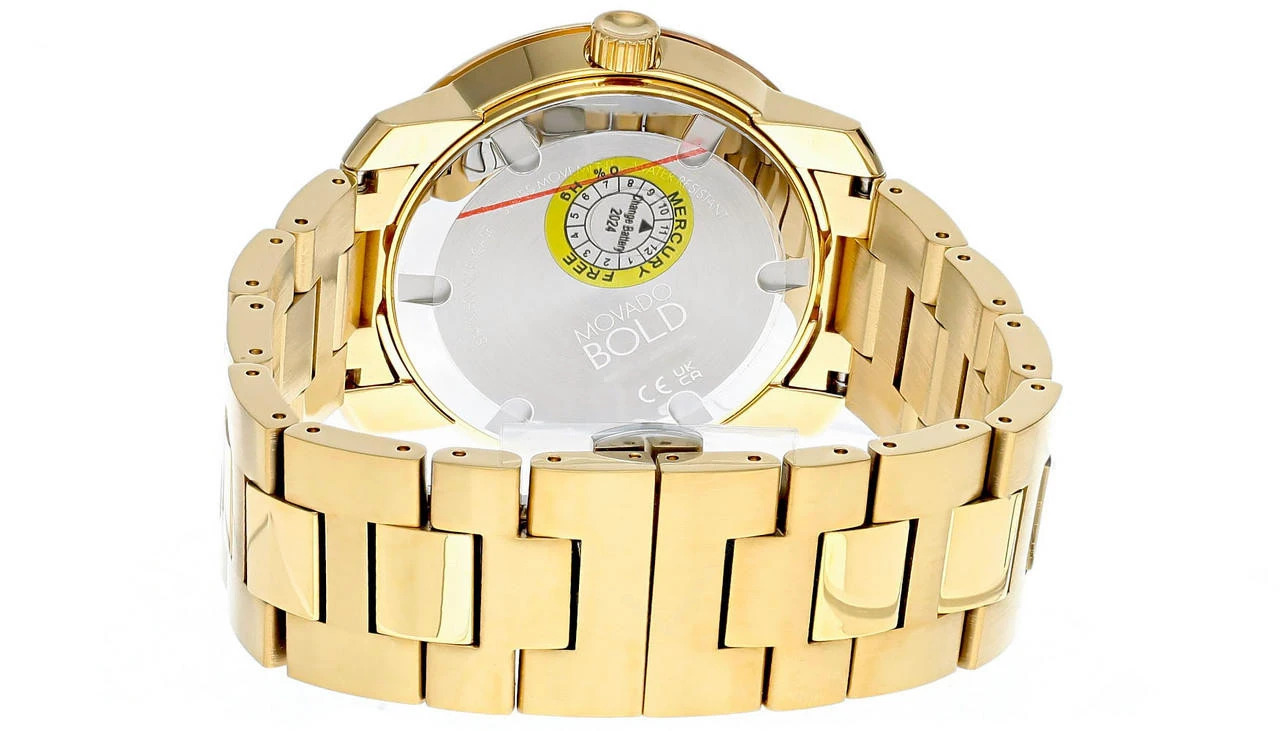 MOVADO Bold 42MM QTZ Gold-Tone Dial SS Link Bracelet Men's Watch 3600258 5 MOVADO Bold 42MM QTZ Gold-Tone Dial SS Link Bracelet Men's Watch 3600258 - Image 3