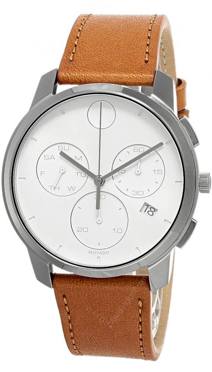 MOVADO Bold Thin 42MM Quartz White Dial Brown LTHR Men's Watch 3600631 3 MOVADO Bold Thin 42MM Quartz White Dial Brown LTHR Men's Watch 3600631