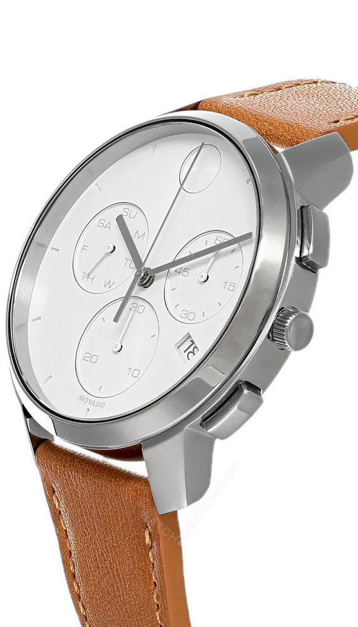 MOVADO Bold Thin 42MM Quartz White Dial Brown LTHR Men's Watch 3600631 4 MOVADO Bold Thin 42MM Quartz White Dial Brown LTHR Men's Watch 3600631 - Image 2