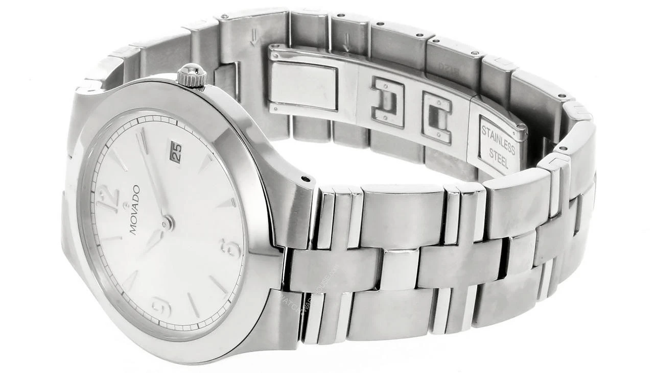 MOVADO Juro Stainless Steel Silver Dial Date Display Men's Watch 0605407 3 MOVADO Juro Stainless Steel Silver Dial Date Display Men's Watch 0605407 - Image 2