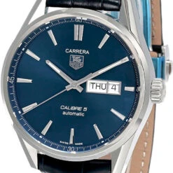 TAG HEUER Carrera 41MM AUTO SS Blue Dial LTHR Men's Watch WAR201E.FC6292